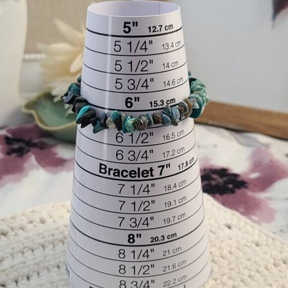 Chrysocolla Chip Bracelet | Natural Gemstone Stretch Boho Healing Jewelry - Picture 6 of 6